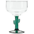 Acapulco Margarita Glass with Green Cactus Stem. 16 oz. Premium Glass.